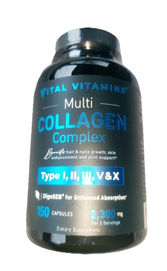 2026 Exp! Vital Vitamins Multi Collagen Complex – Type I II III V X Grass Fed