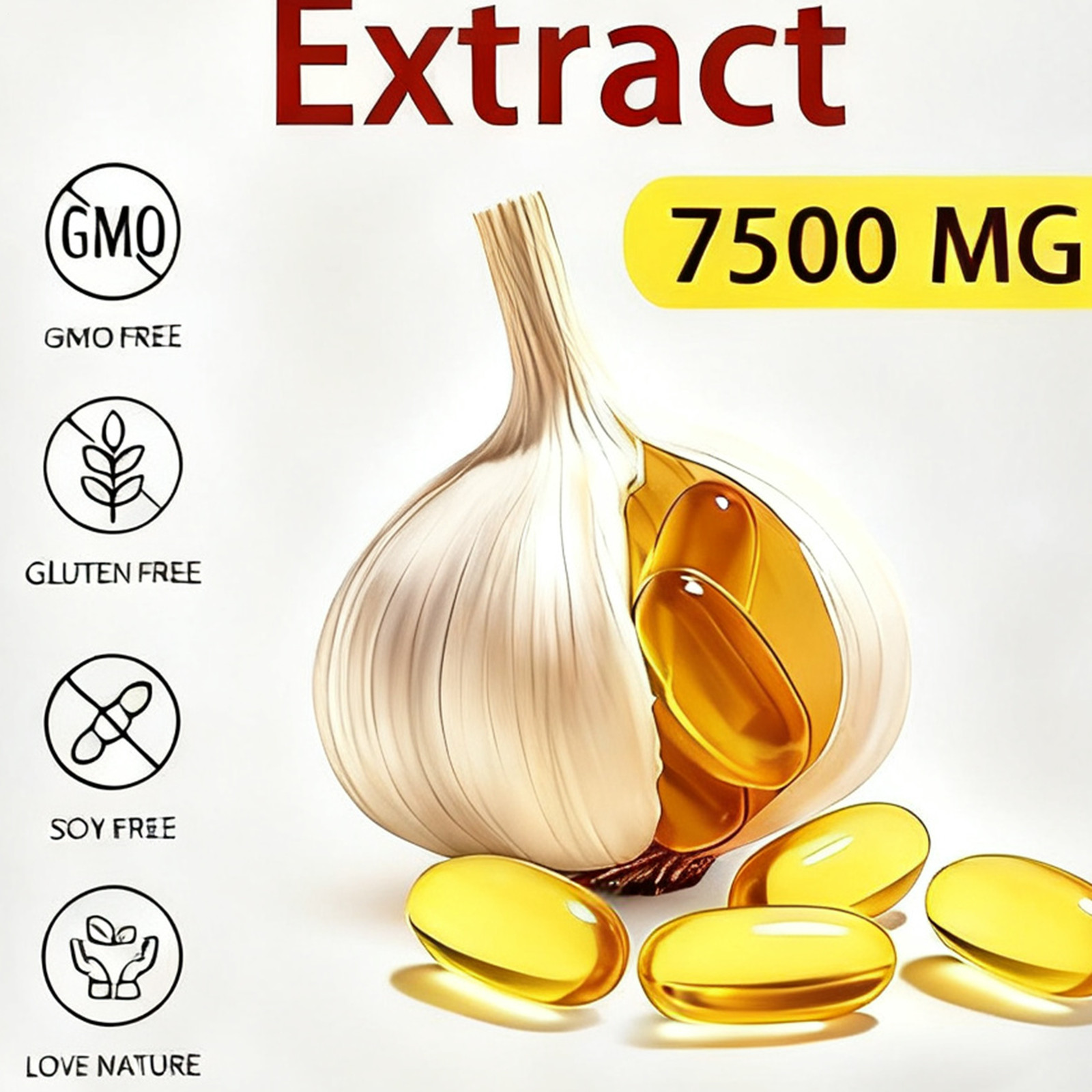 Elare Extract, Garlic Aged 300 Softgels, 7500mg Odorless | Heart & Immune