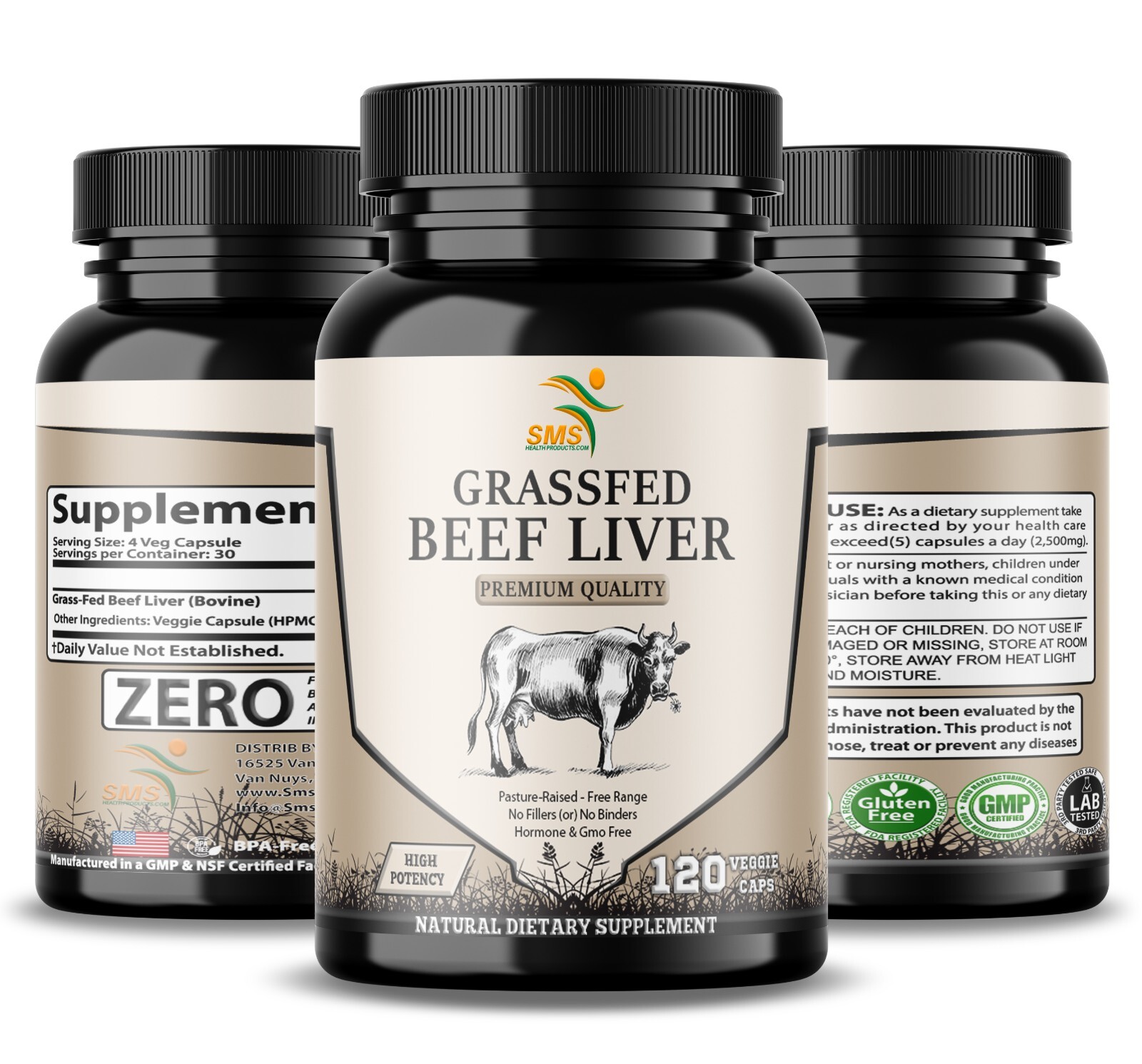 Desiccated Beef Liver Caps, Certified 100% Grass Fed Undefatted 120 Capsules USA