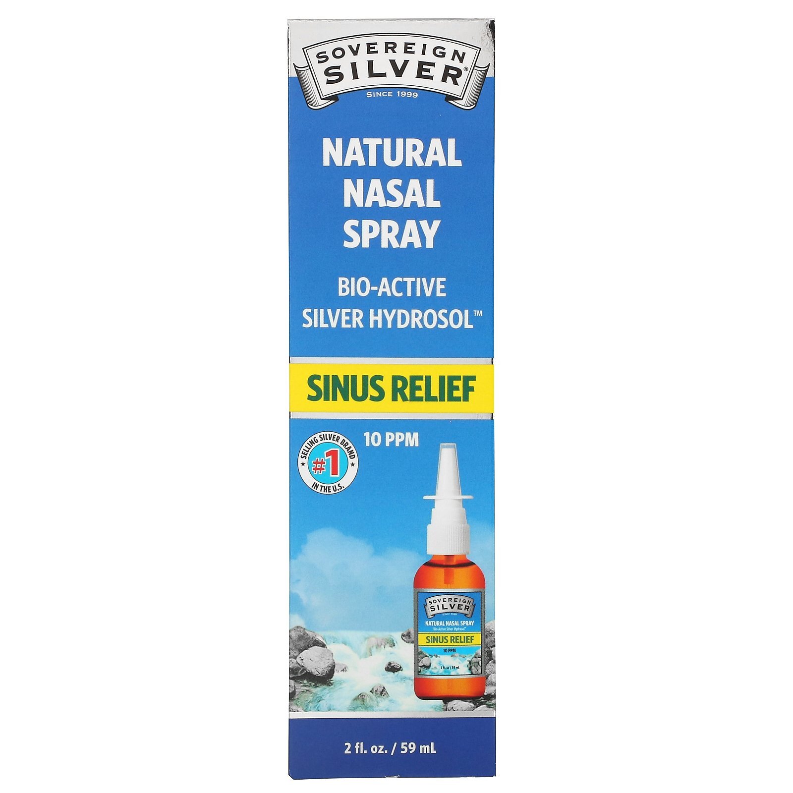 Bio-Active Silver Hydrosol, Natural Nasal Spray, Sinus Relief, 10 PPM, 2 fl oz