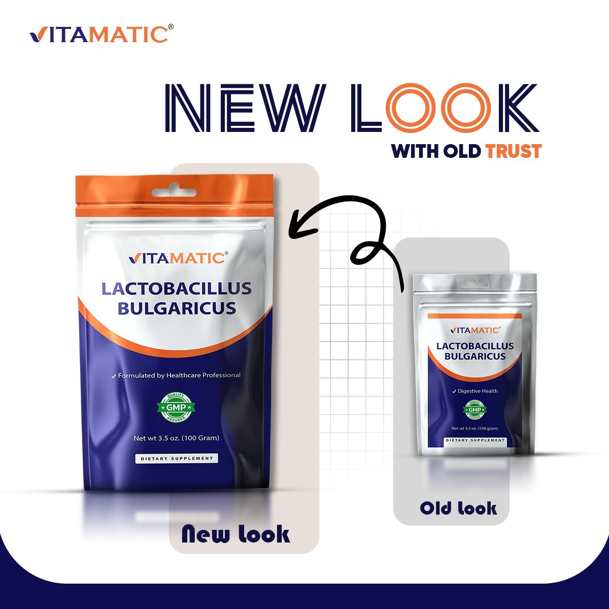 Vitamatic Lactobacillus Bulgaricus Probiotic Powder – Digestive Support – 100 Gr