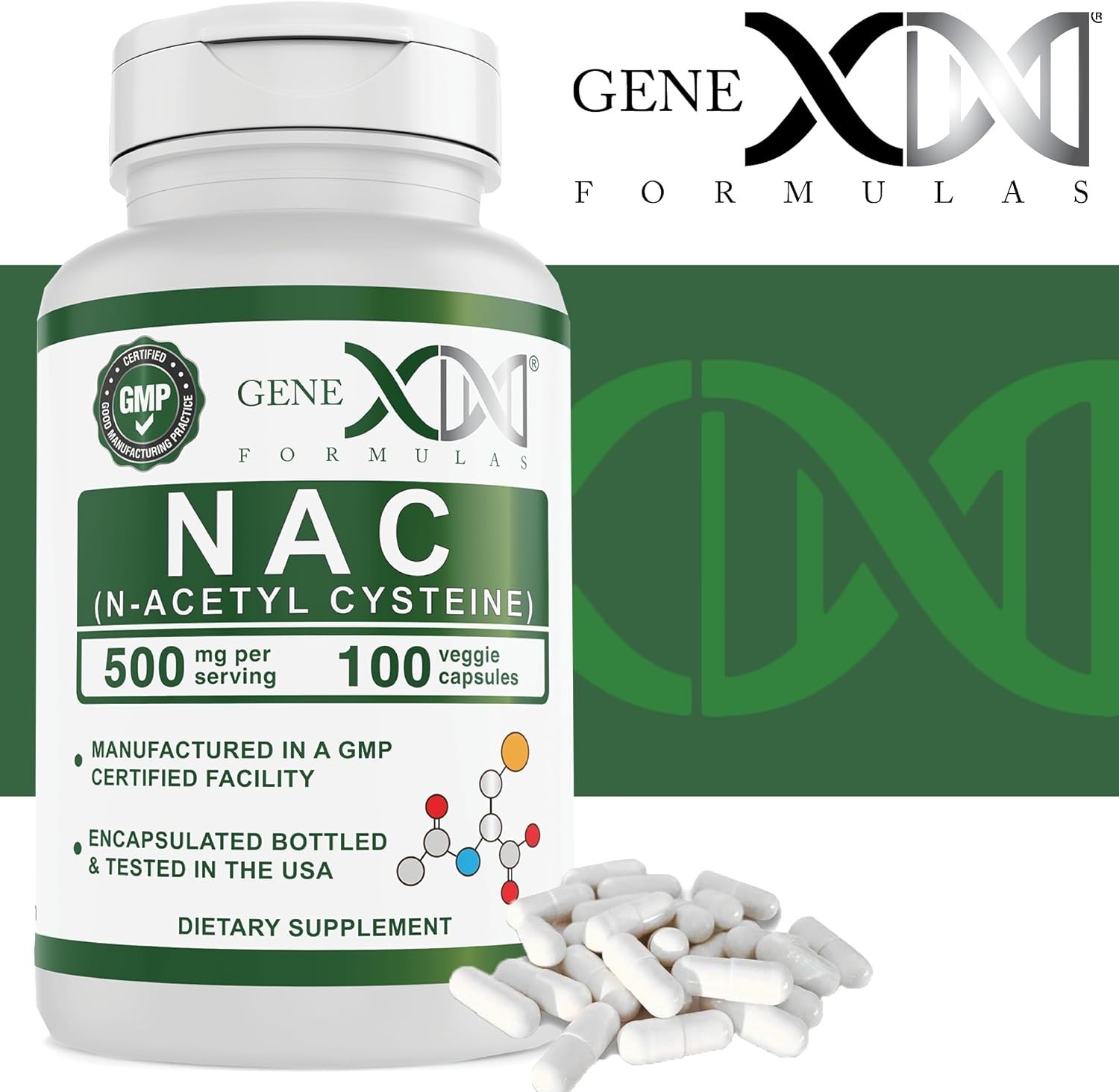 NAC 500mg Capsules – 100 Count for Liver Support – , Non-GMO, Gluten-Free