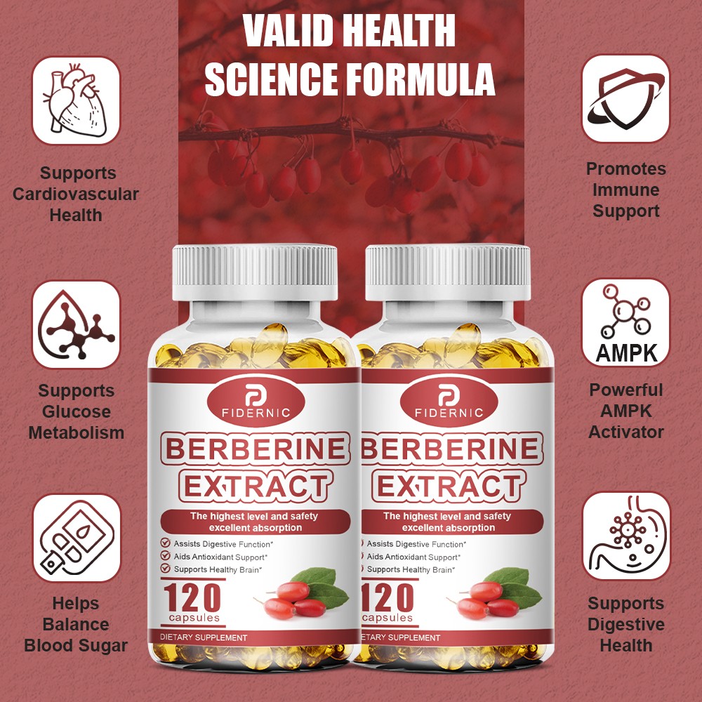 2 Bottle Berberine HCL 120 Capsules High Potency Dietary Supplement