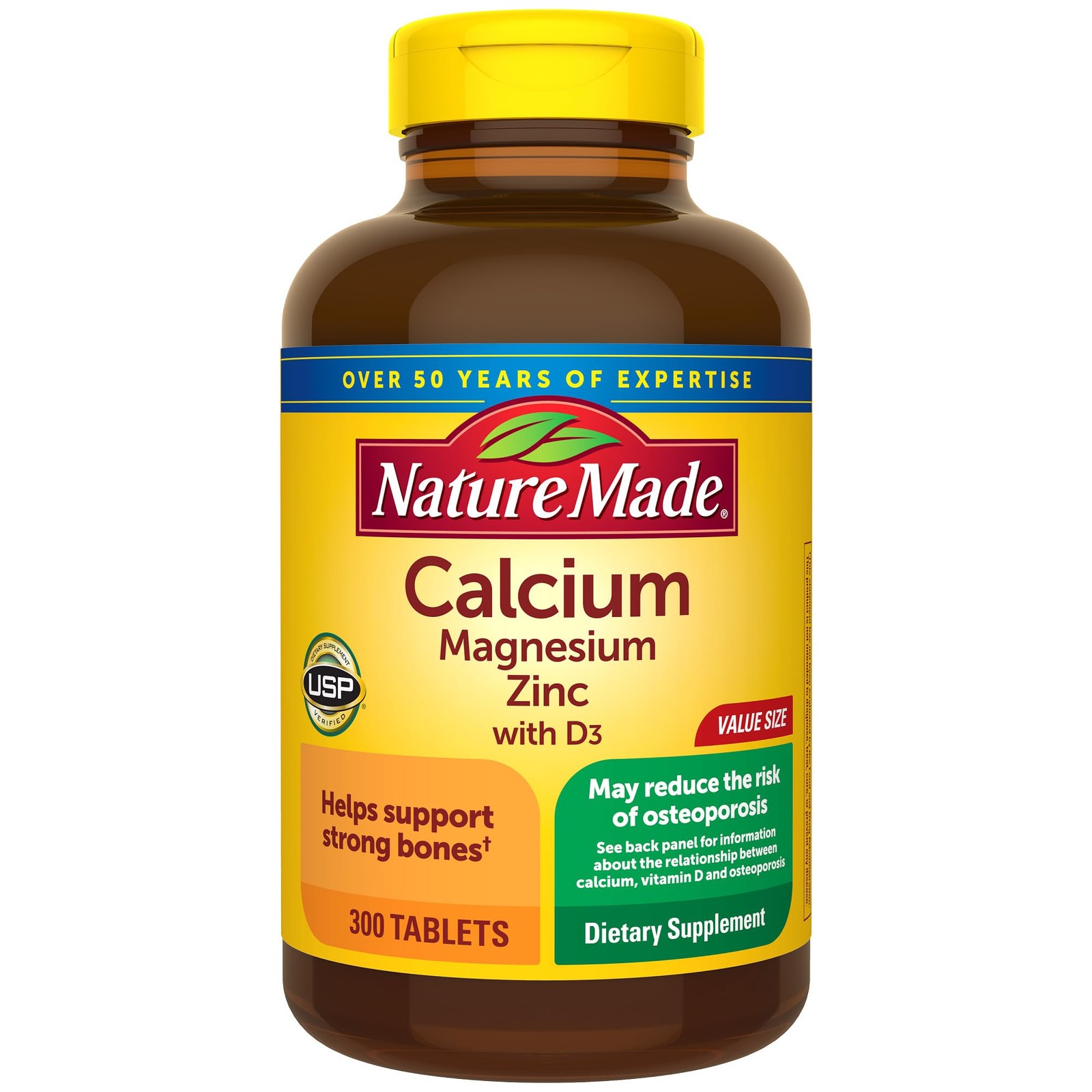 Nature Made Calcium Magnesium Zinc with 300 Count (Pack of 1), No Color