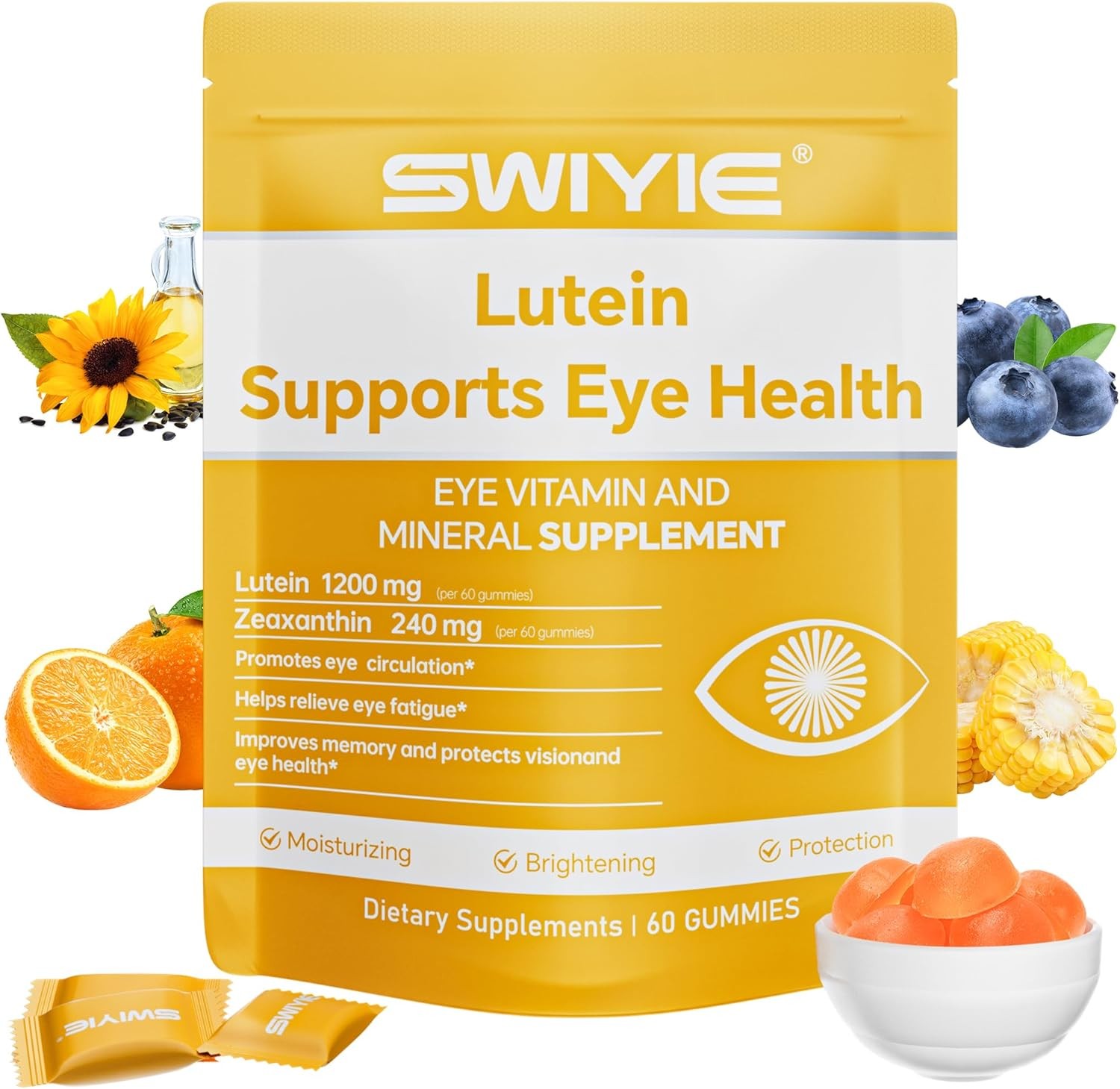 Lutein 60 Gummies C Eye Vitamin and Mineral Supplement with 20mg Lutein