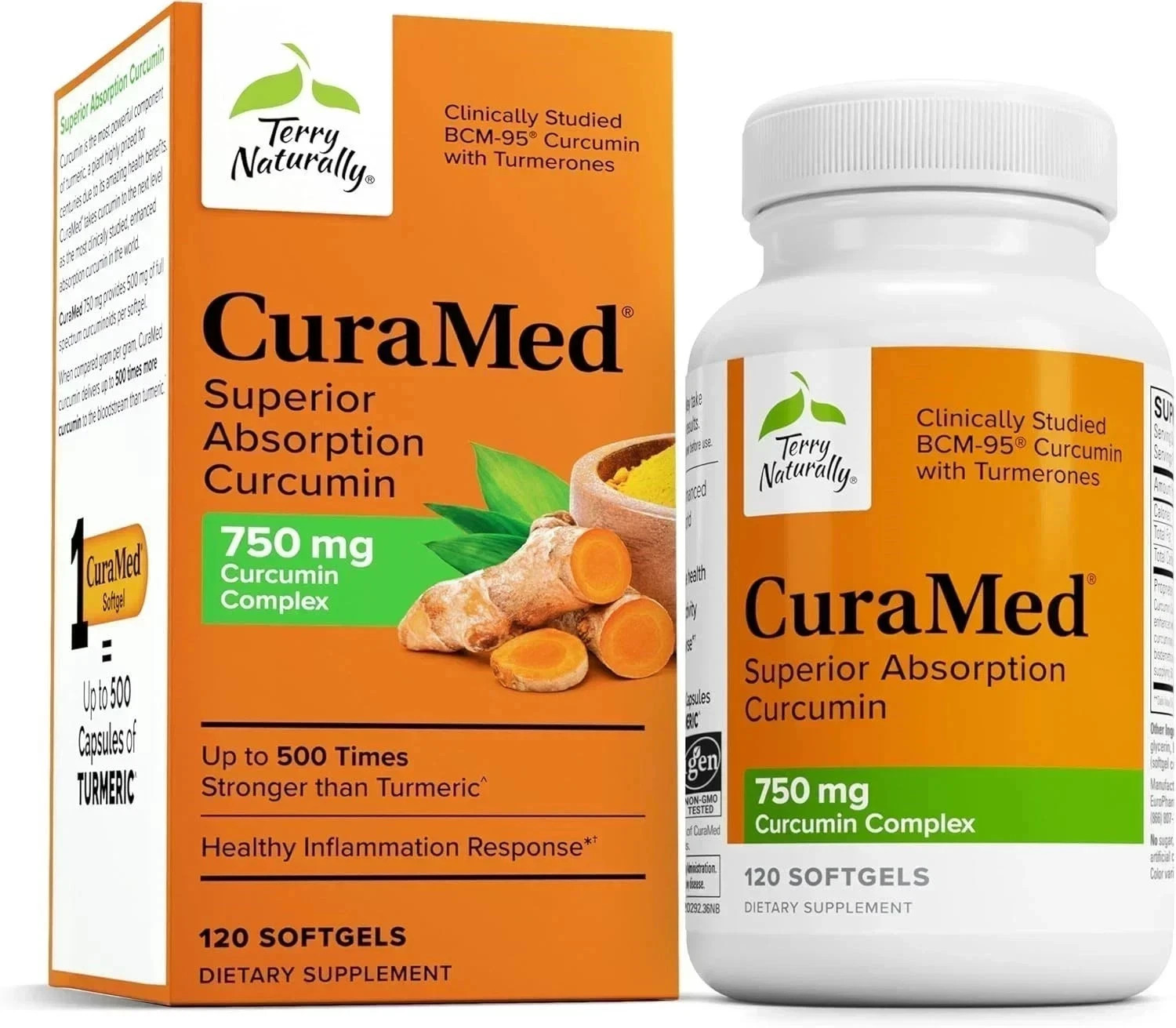 NEW Terry Naturally CuraMed Curcumin Softgels 120 Count Turmeric Supplement USA