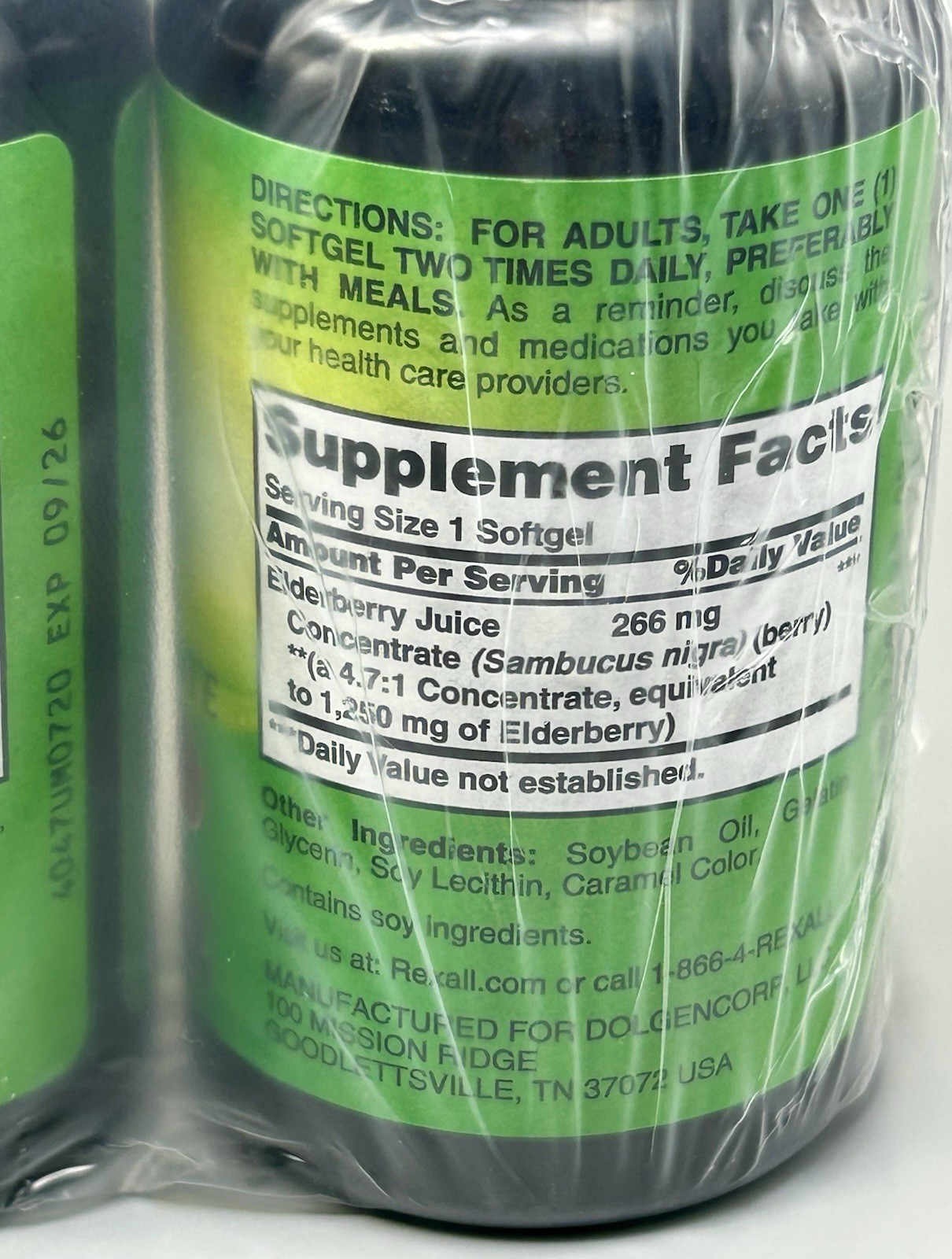 3 ELDERBERRY Sambucus HERBAL Supplement 1250 mg Softgel 60X3=180 w/ ANTIOXIDANTS