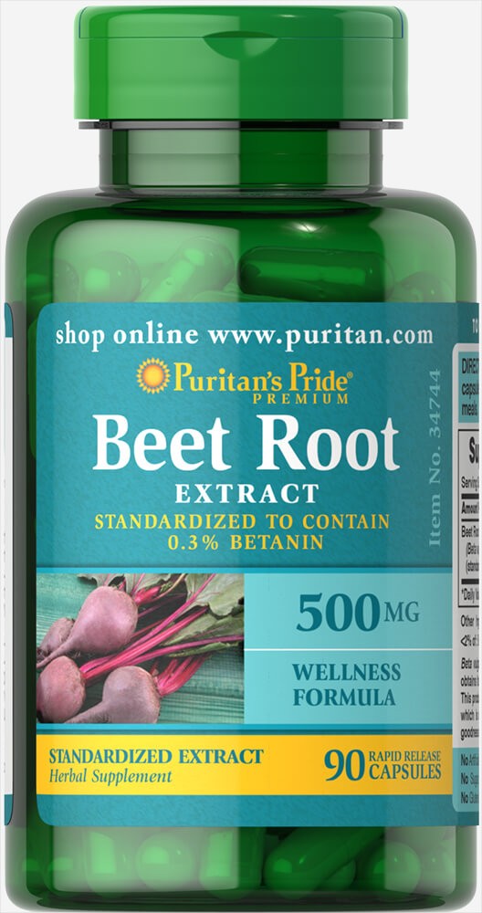 Puritan’s Pride Beet Root Extract 500mg – 90 Rapid Release Capsules