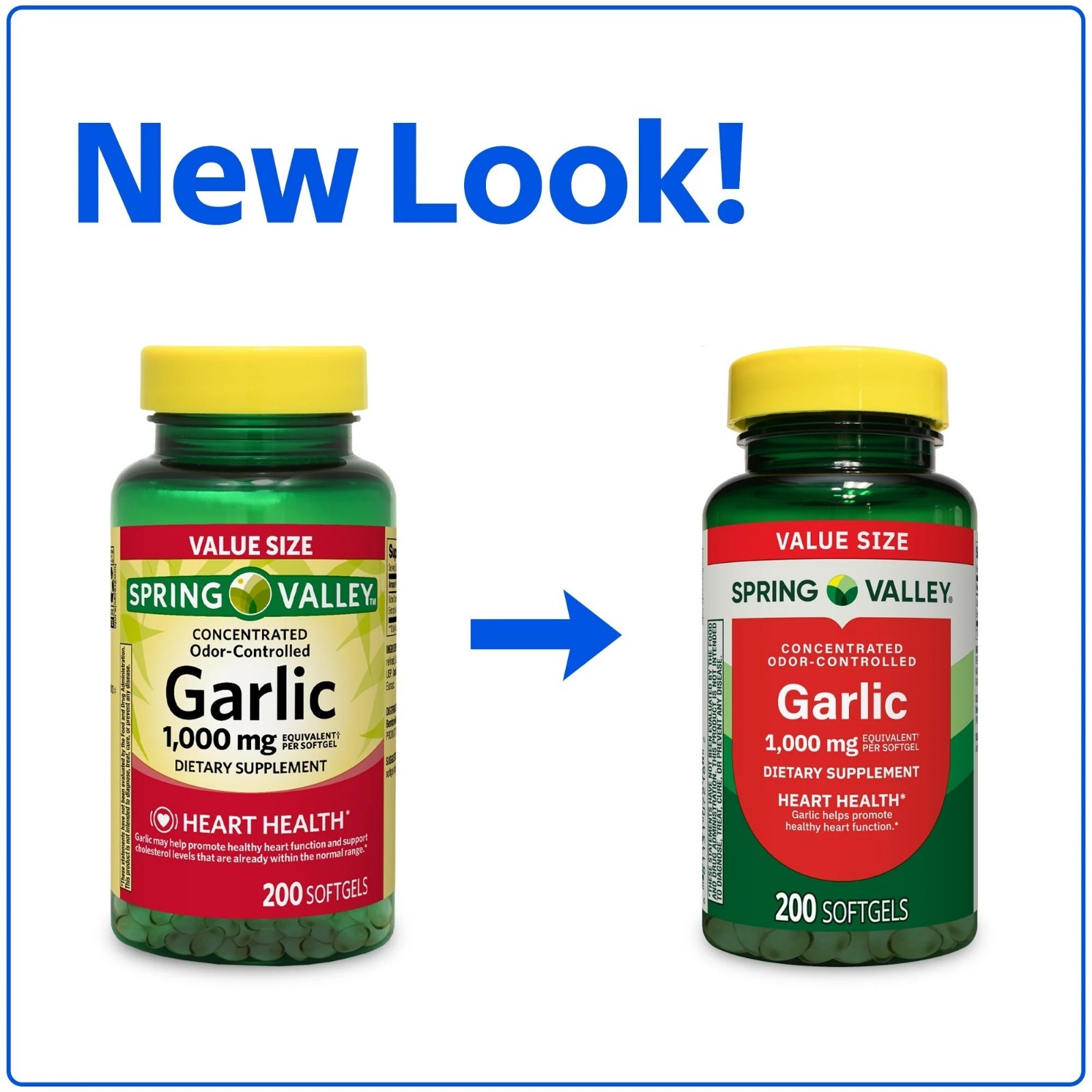 Spring Valley Odor-Controlled Garlic Softgels Value Size, 1,000 mg, 200Count