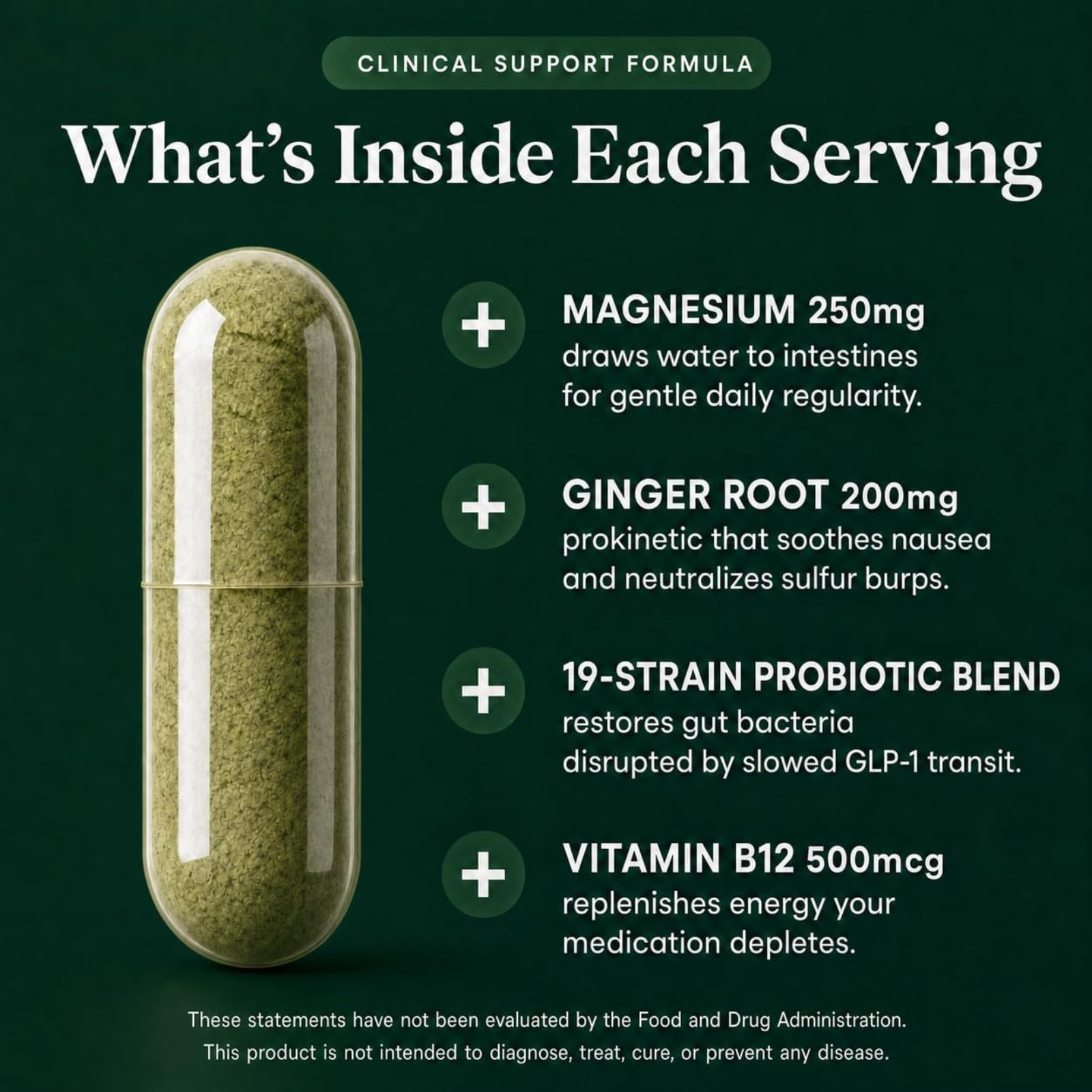 Advanced Digestive Support Probiotic Magnesium Ginger Comfort Supplement 60 Caps