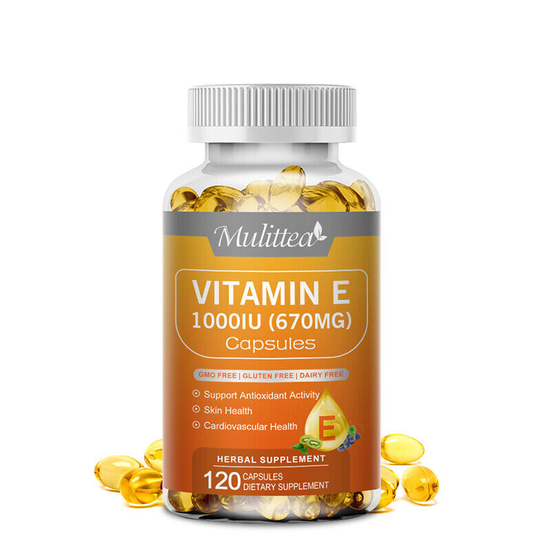 Vitamin E Oil 120 Softgels | Vit E Capsules for Hair Skin Nail Face Health Vegan