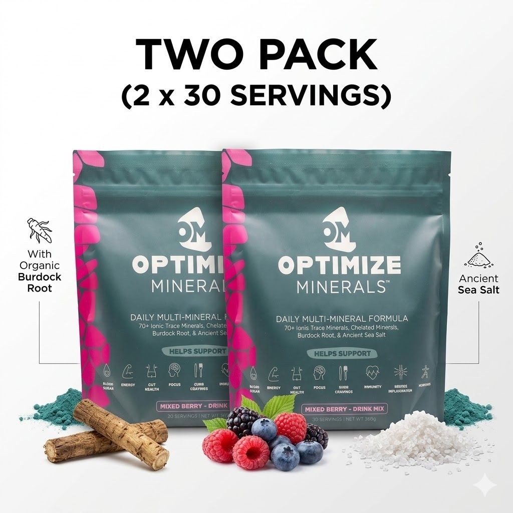 Optimize Minerals Daily Multi-Mineral Drink Mix 2-Pack Mixed Berry 60 Servings