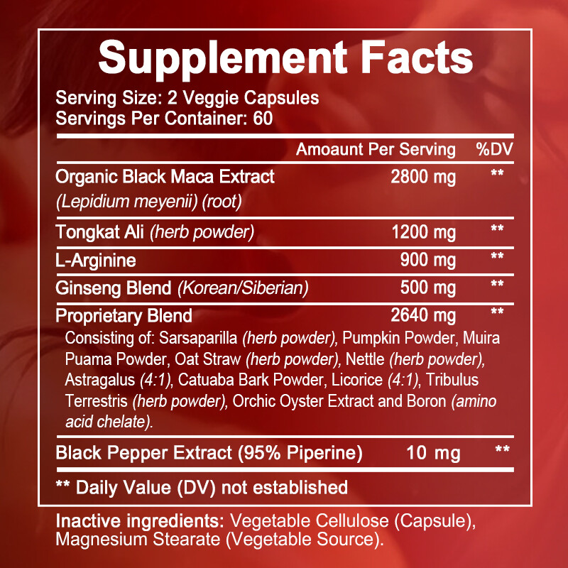 Black Maca Capsules – Contains L-arginine and ginseng to enhance sexual function