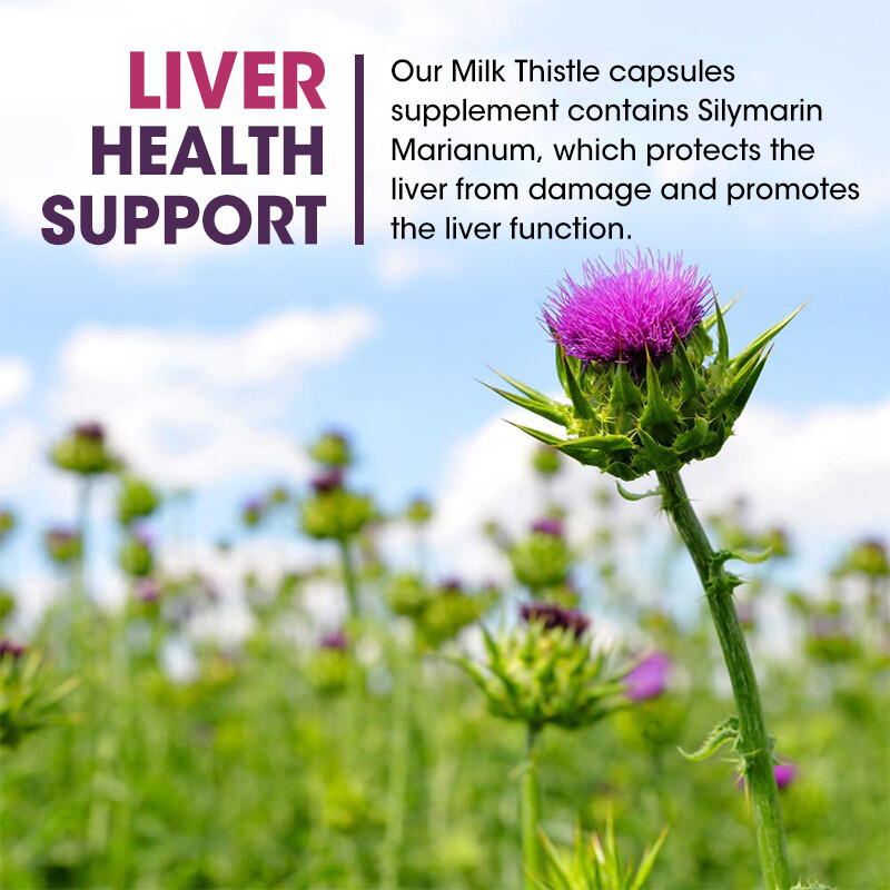 120pcs Milk Thistle (Silymarin) Dandelion Root Capsules Liver Health 1200MG