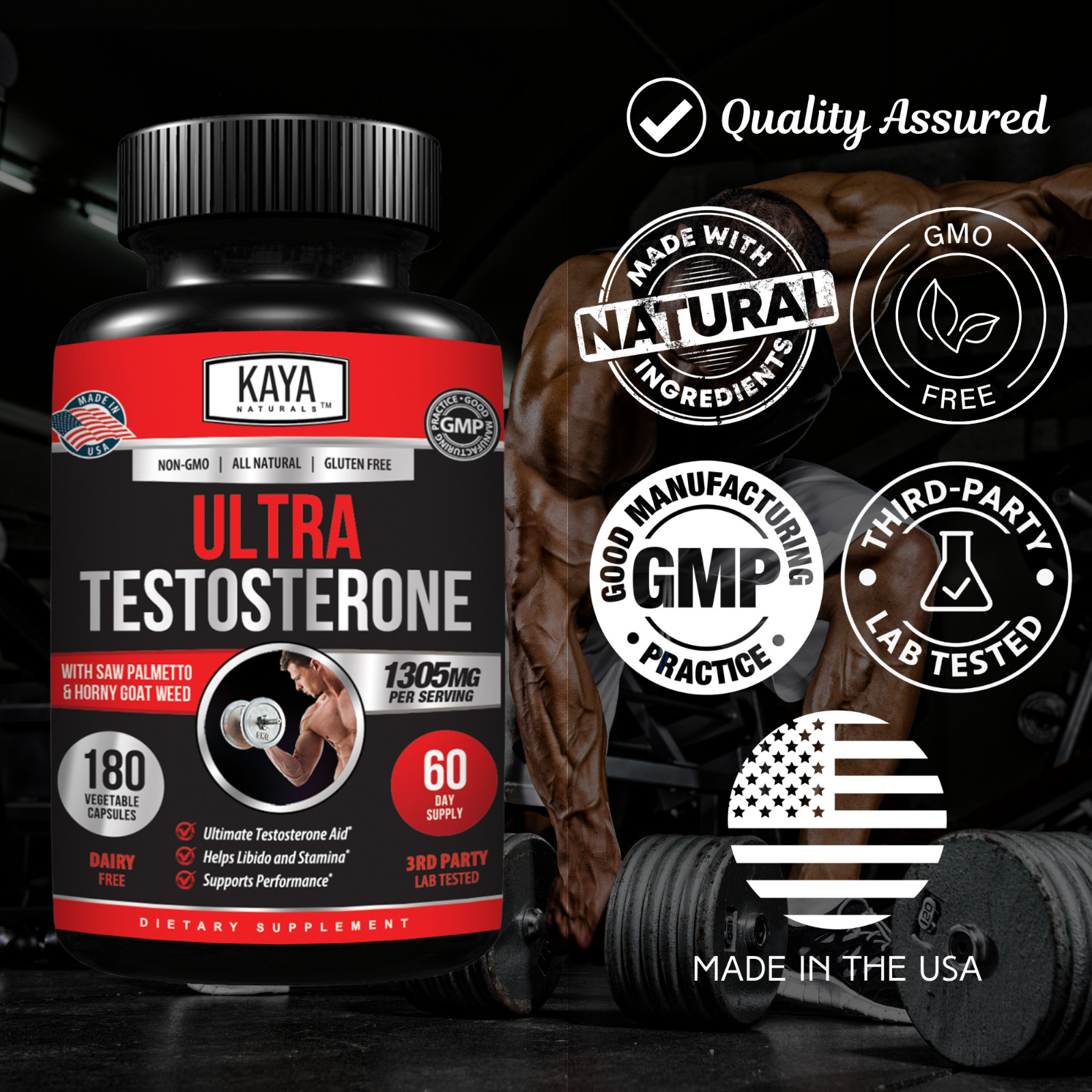 Natural Testosterone Booster 180ct Increase Male Energy Improve Muscle Strength