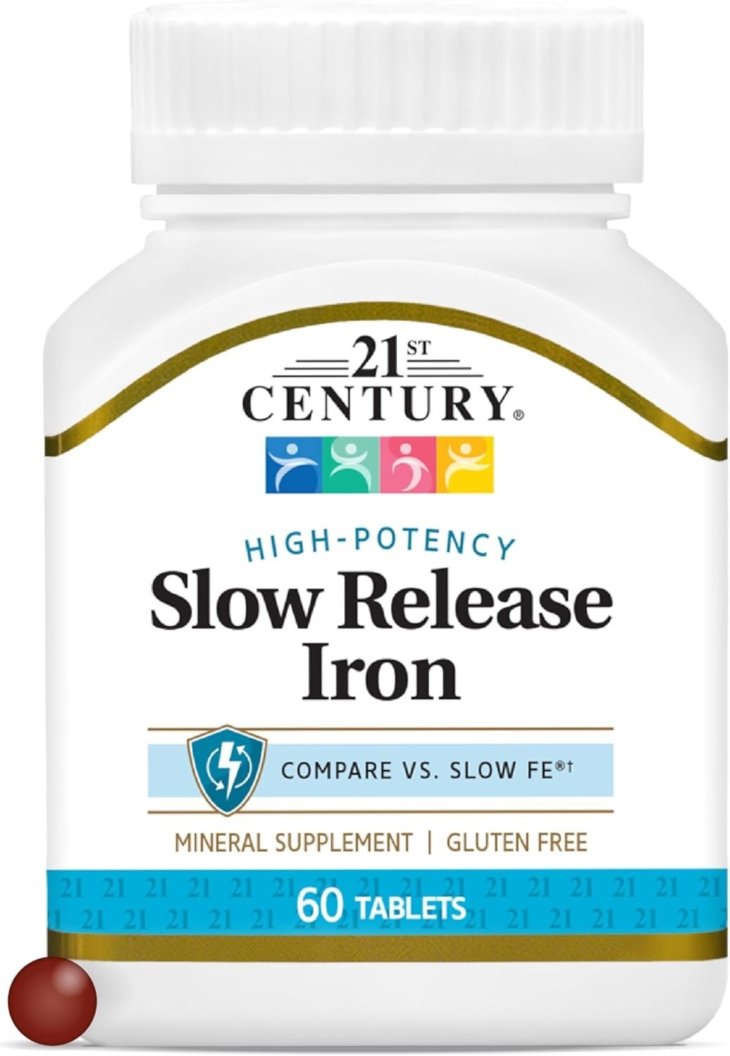 Iron Support Tablets – Slow Release, 60 Count, Suitable for Gluten-Free Adults