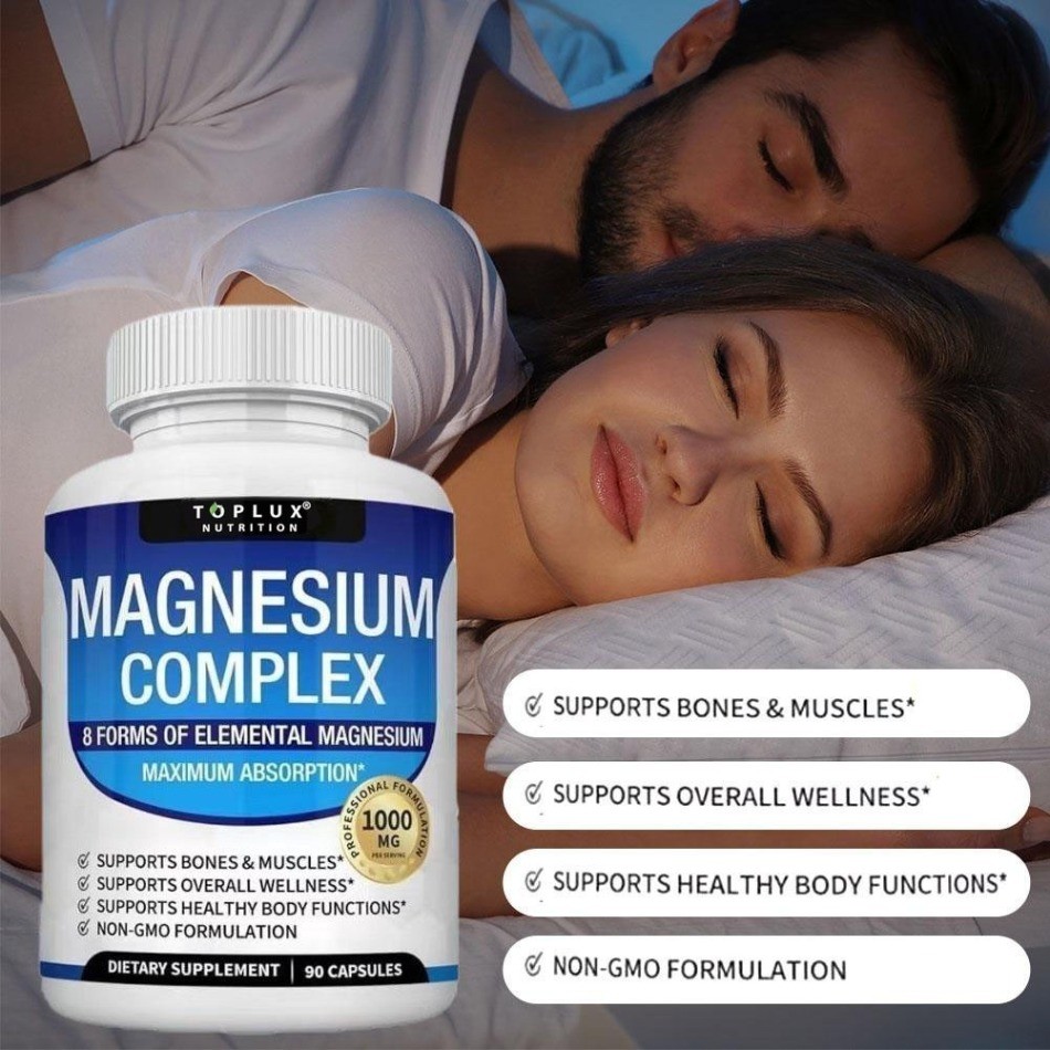 Toplux Nutrition Magnesium Complex 1000mg 8 Elemental Magnesium – 1/2/3 Bottles