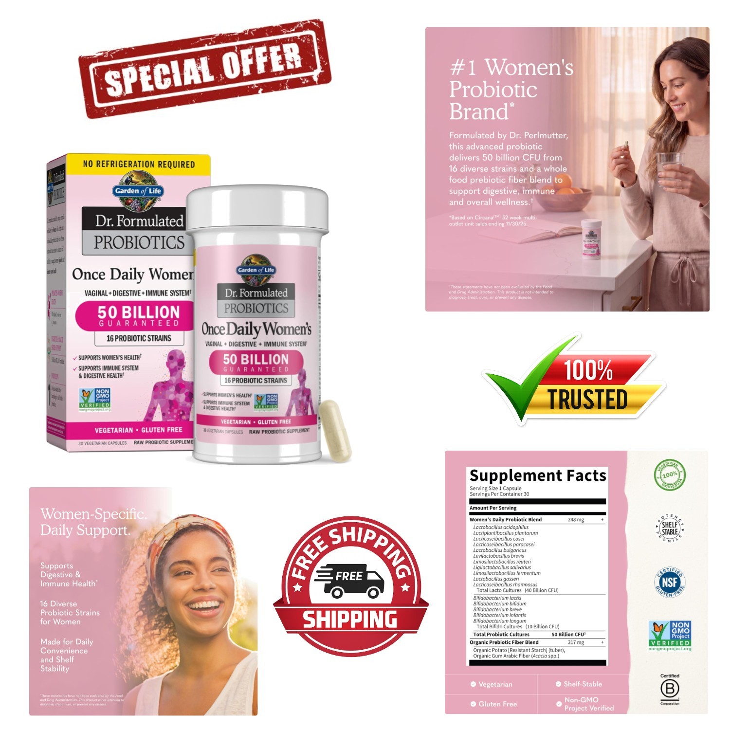 Once Daily Women’s Probiotics with Organic Prebiotics – 50 Billion CFU Formula