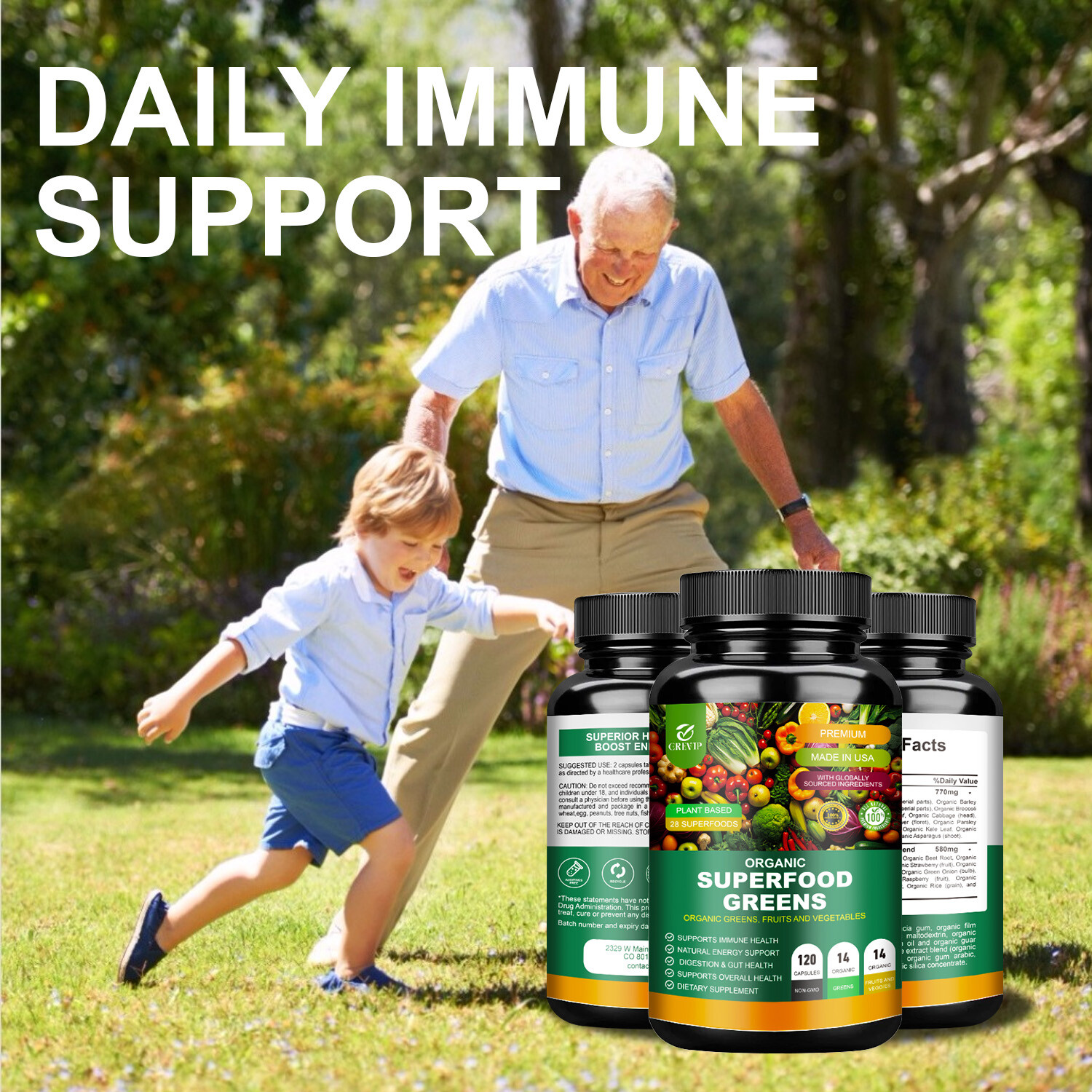 Organic Superfood Greens – Boost Energy, Gut Health, Fruit and Veggie Supplement