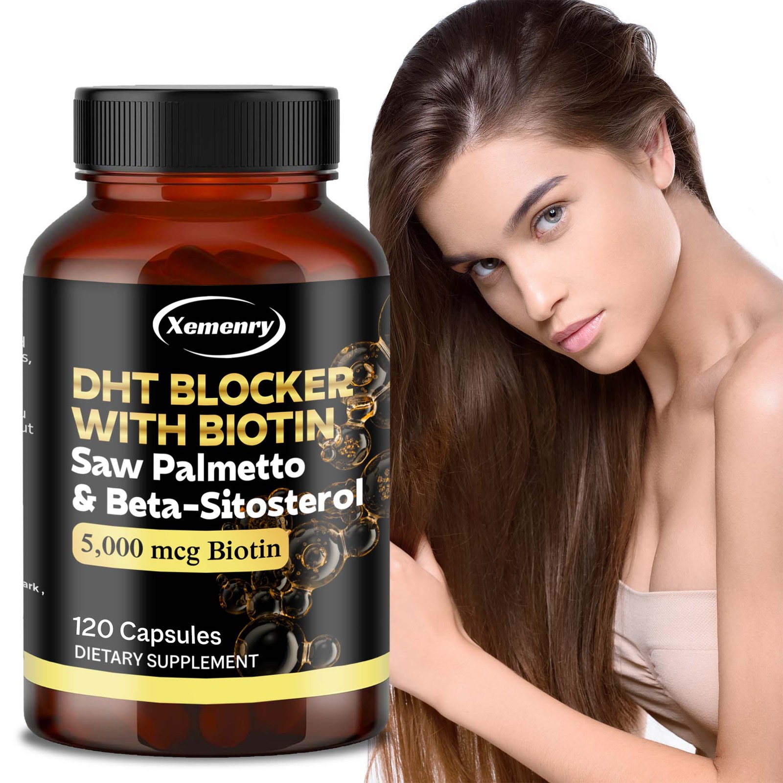 120pcs DHT Blocker – Biotin, Saw Palmetto, Beta-sitosterol – Boosts Hair Growth