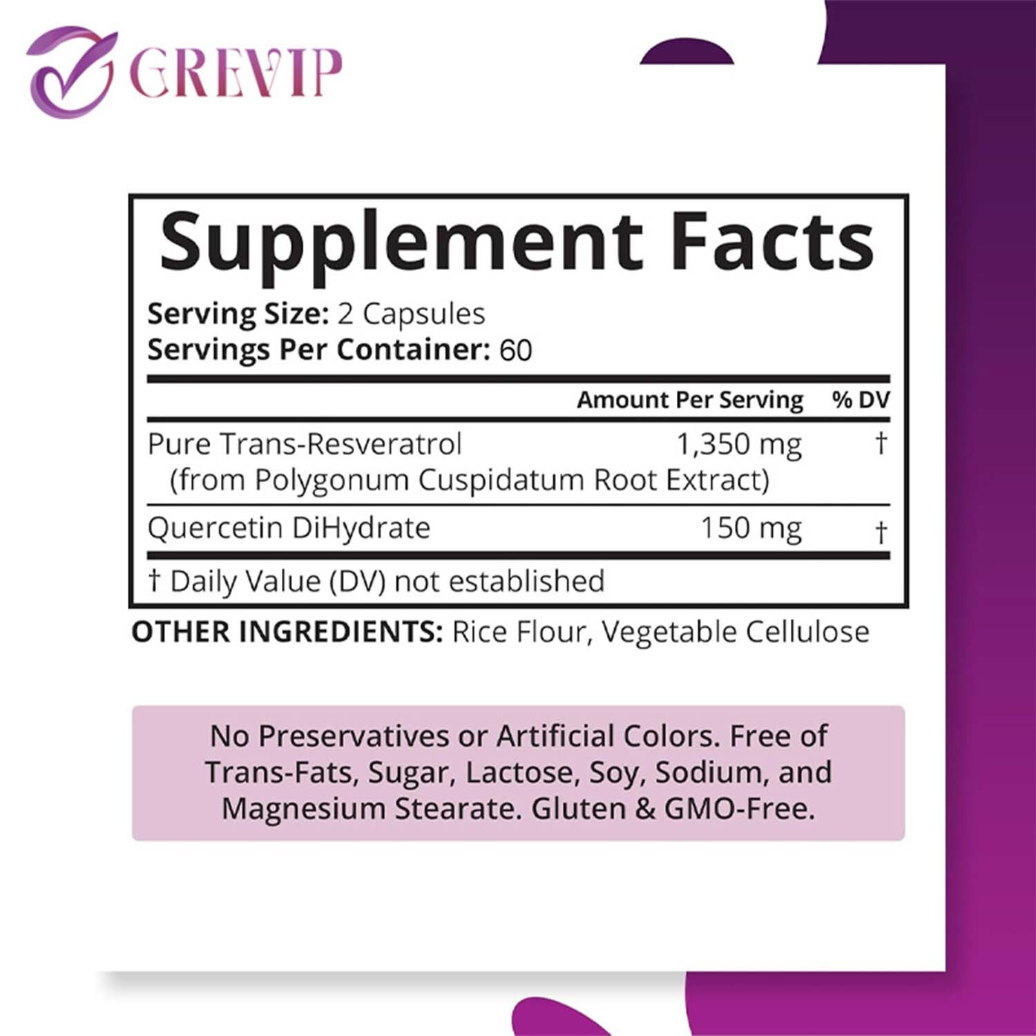 Trans-Resveratrol 1500mg – Supports Brain Function and Immune Function Health