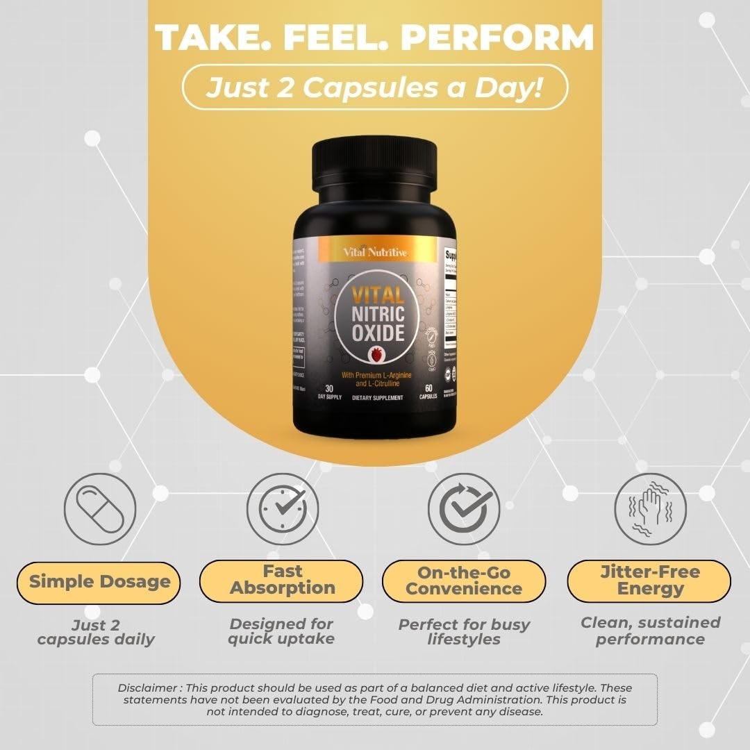 Vital Nitric Oxide Supplements for Men – Workout Booster Supplement for Men – Ni