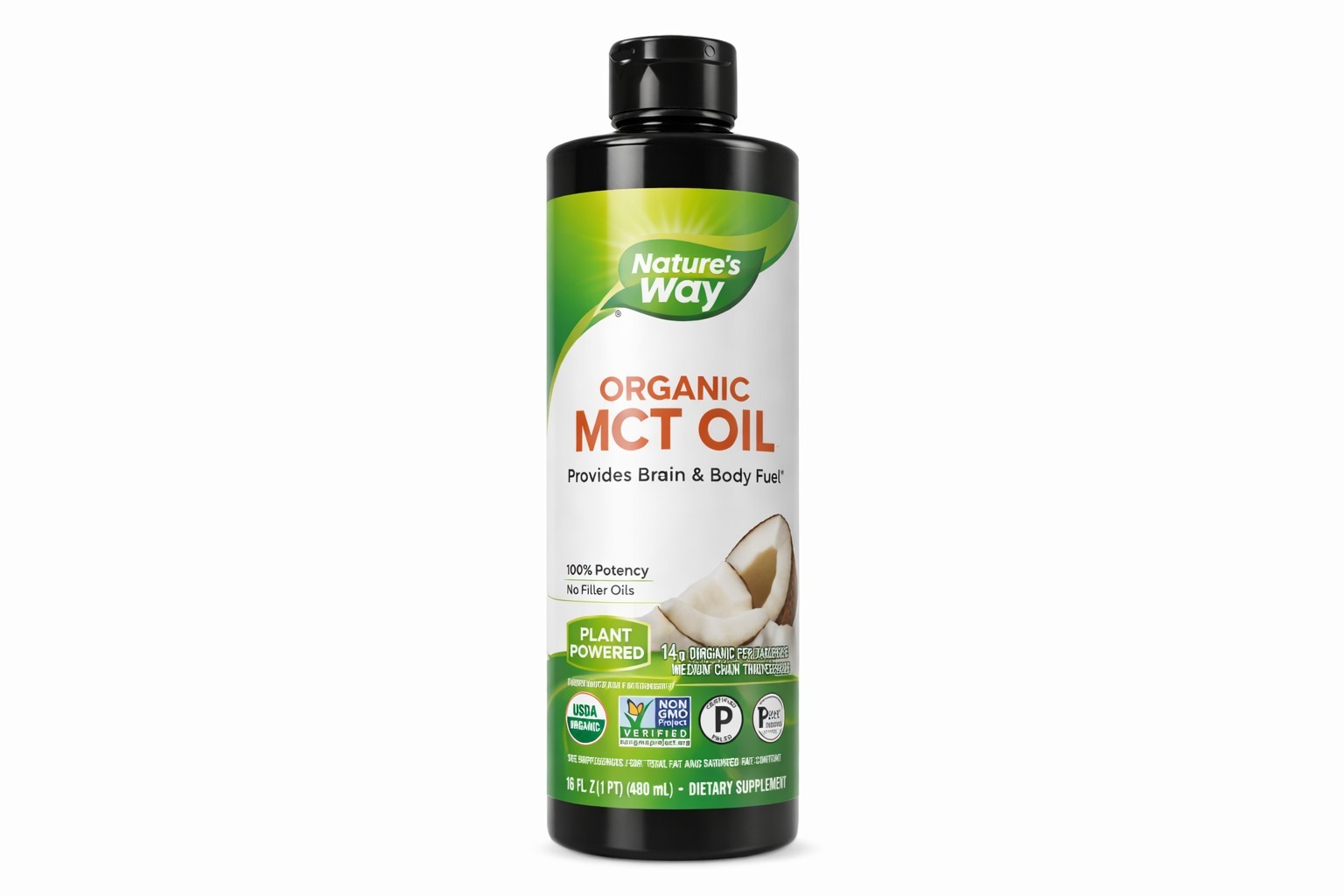 Nature’S Way Organic MCT Oil Coconut Non-Gmo Gluten-Free 14 G Mcts 16 FL Oz ….