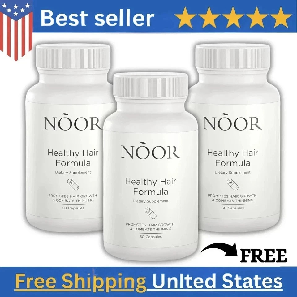 3-Pack NOOR Healthy Hair Formula – NOOR Hair Growth Support Capsules – 180Caps