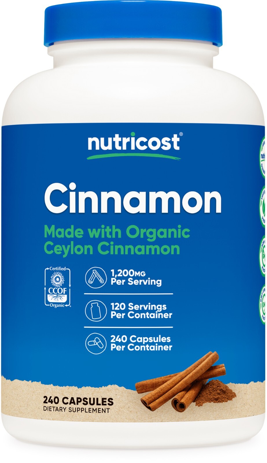 Nutricost Cinnamon Capsules (240 capsules) 1200mg per serving – Gluten-Free
