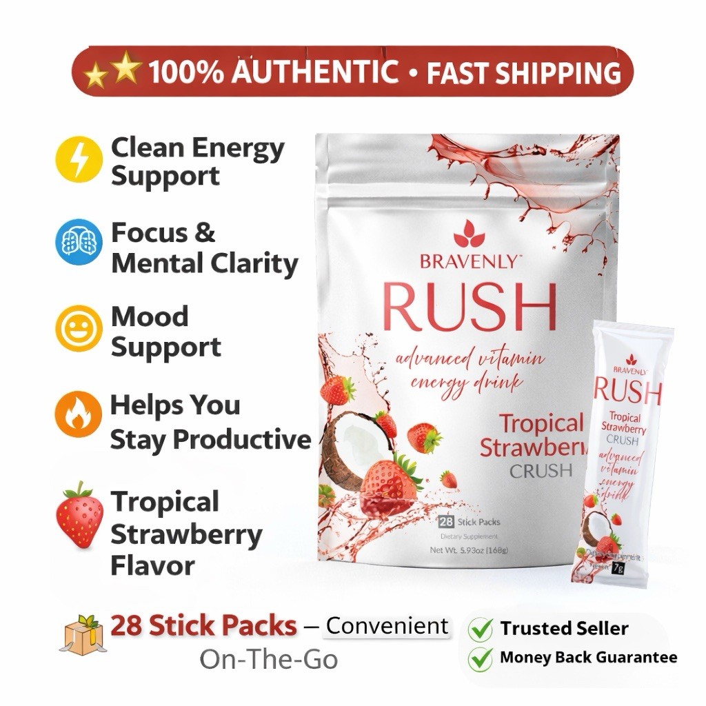 Bravenly Global Tropical Strawberry Rush 28 Serving Sticks Clean Energy New