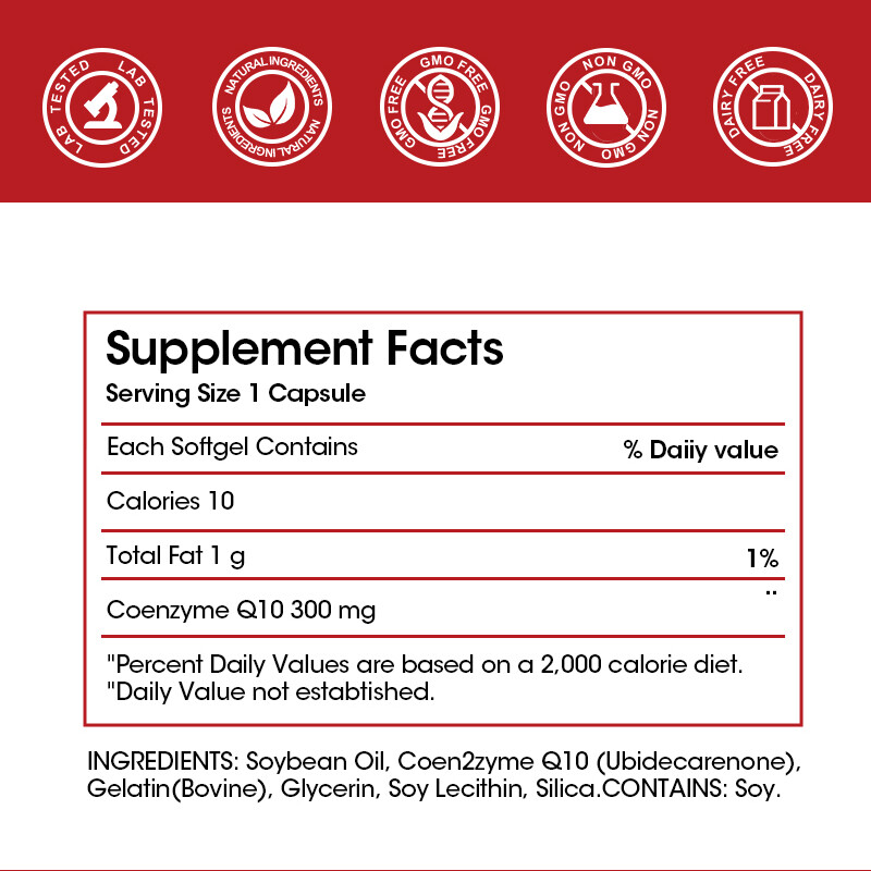 Coenzyme Q-10 300mg Antioxidant, Heart Health Support, Increase Energy & Stamina
