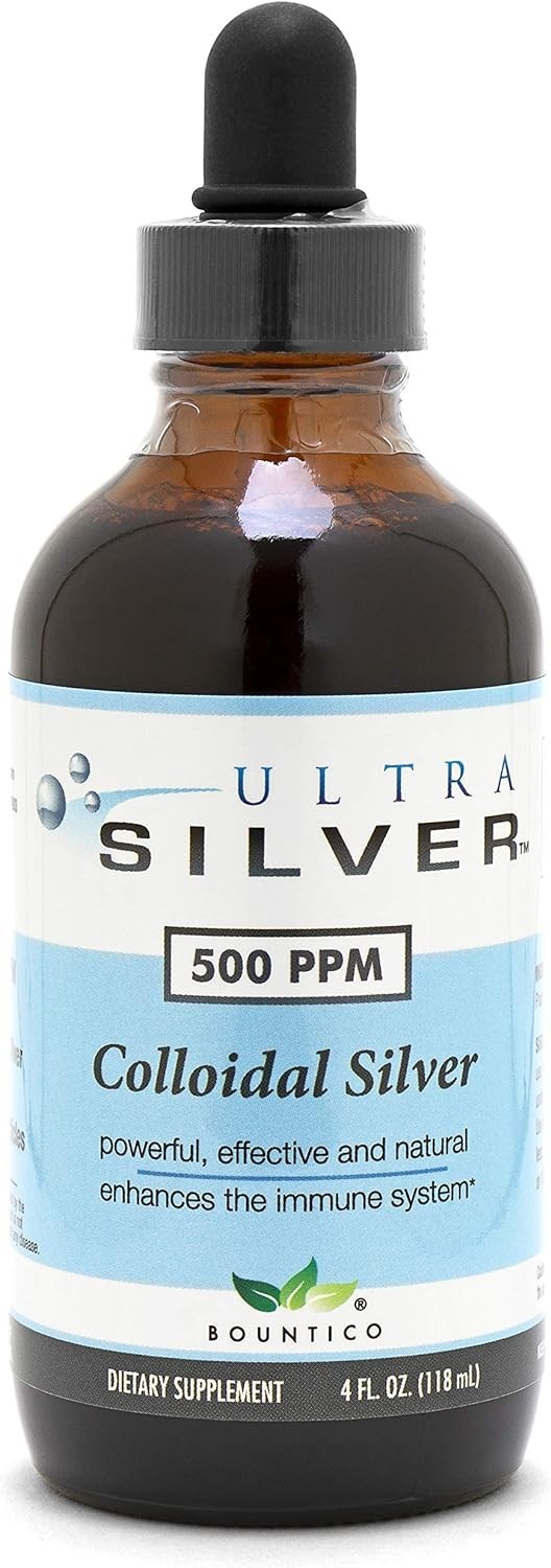 Ultra Silver Colloidal Silver 500PPM -Immune Support – 4oz Glass Dropper Bottle