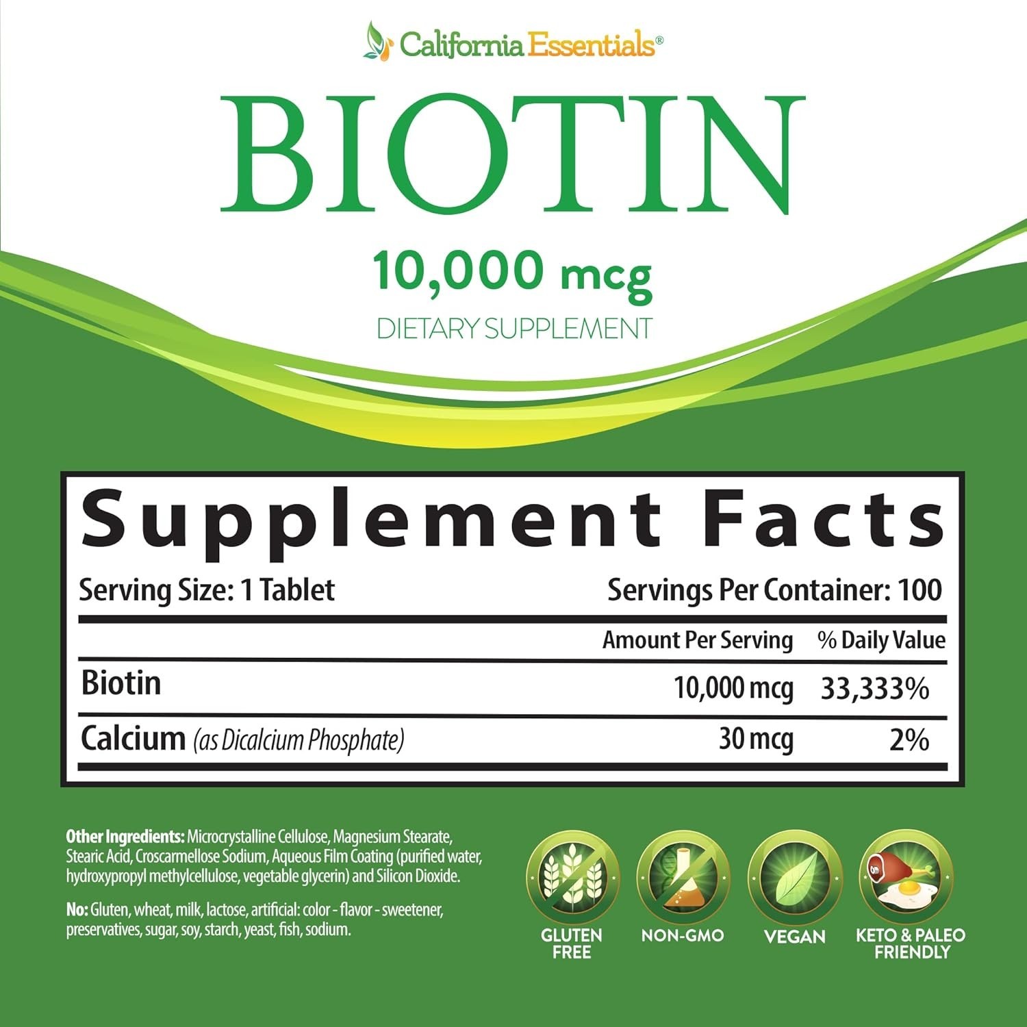 10,000mcg BIOTIN FOR HAIR,SKIN,NAIL HEALTH -MAXIMUM DOSAGE BIOTIN SUPPLEMENT