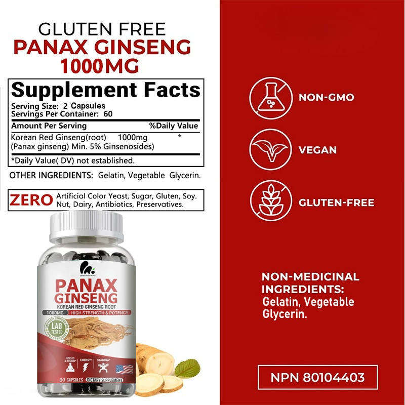 Ginseng capsules – 100% natural – improve physical function – endurance NEW