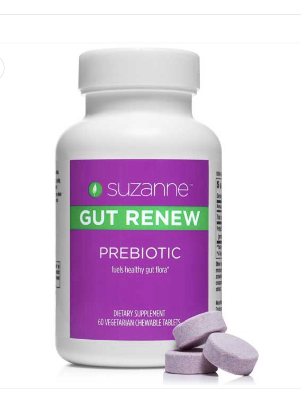 Suzanne GUT RENEW Prebiotic Supplement 60 Chewable Tablets Exp. 01/2026 New