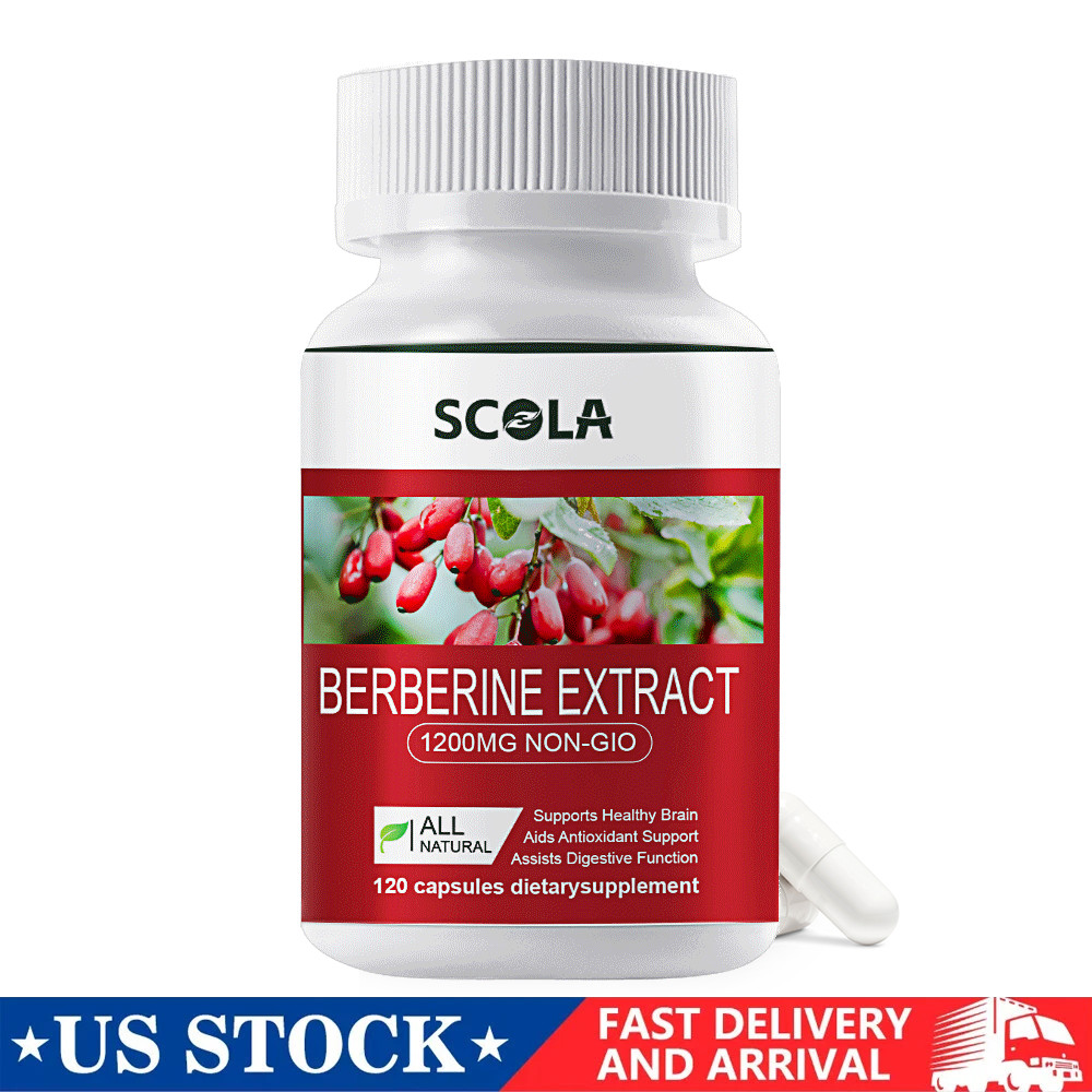 1200mg Berberine HCL Extract Capsules Healthy Cholesterol Anti-inflammatory