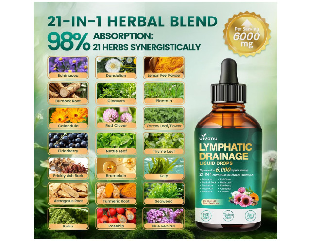 Lymphatic Drainage Drops Liposomal Immune Cleanse Support / Drenaje Linfatico