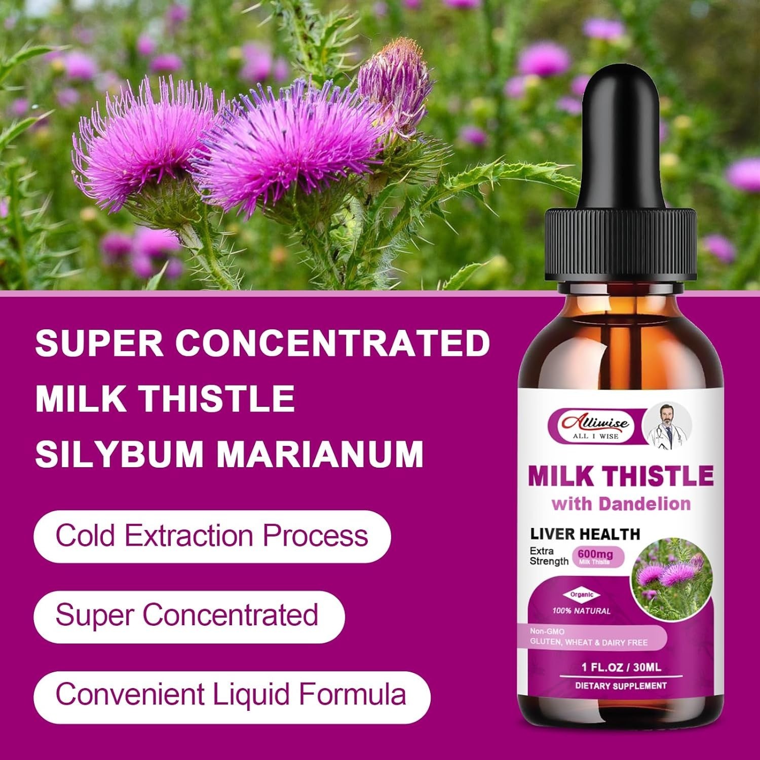 Liver Health Support Liquid with Milk Thistle & Dandelion | Detox