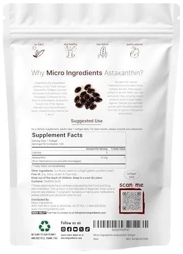 2 Pack | Astaxanthin 12mg, 120 Softgels, 4 Month Supply NEW