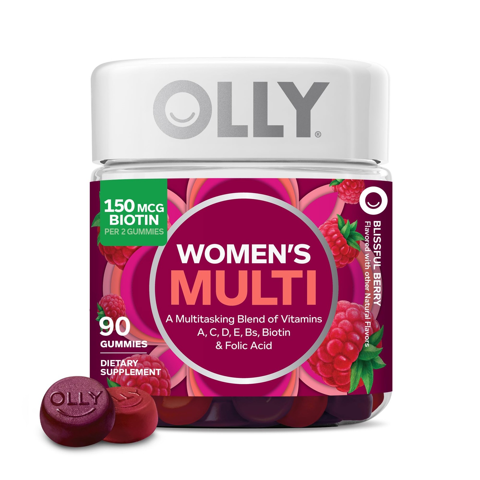 OLLY Women’s Multivitamin Gummy, Overall 90 Count (Pack of 1), Red