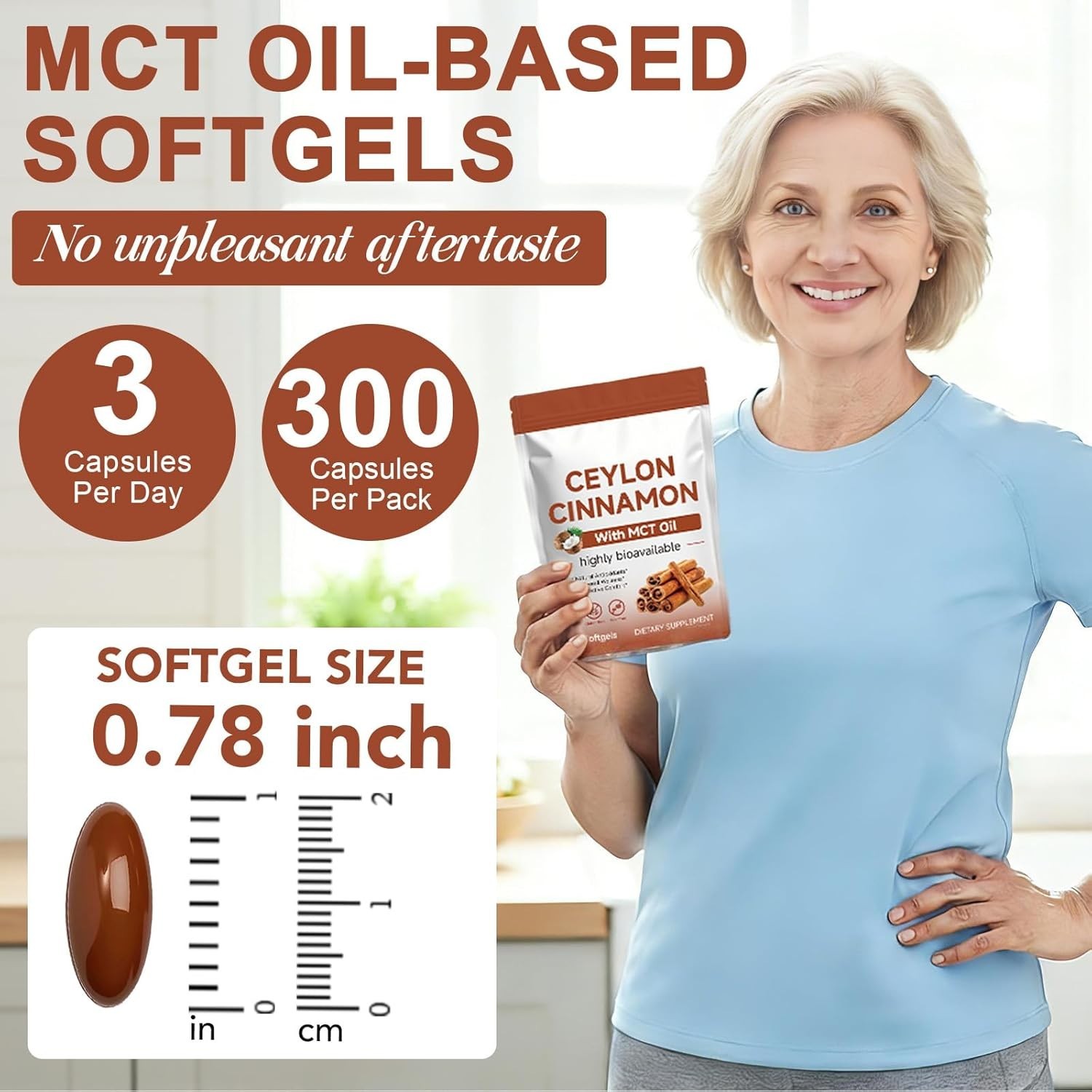 Ceylon Cinnamon Softgels with MCT Oil – 300 Count for Total Wellness