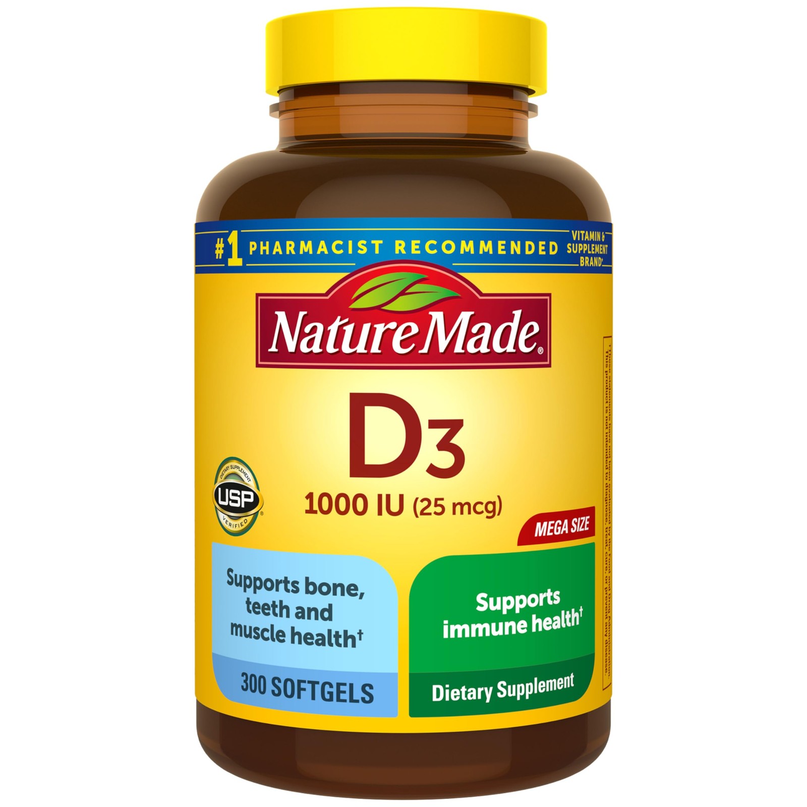 Nature Made Vitamin D3 1000 IU (25 mcg), 300 Count (Pack of 1), 300