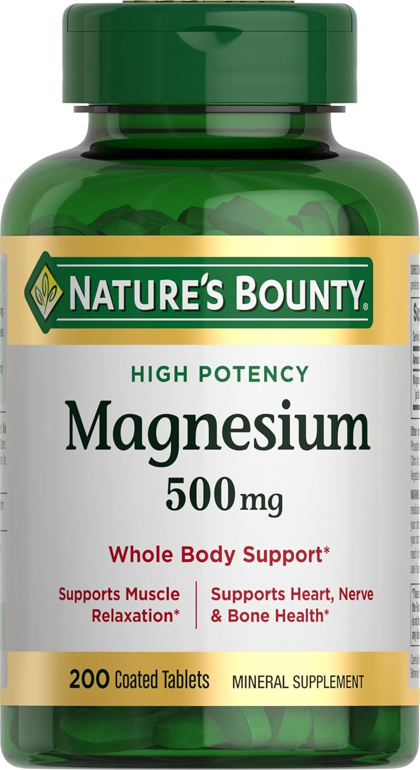 Nature’s Bounty High Potency Magnesium 500 Mg Tablets, 200 Count