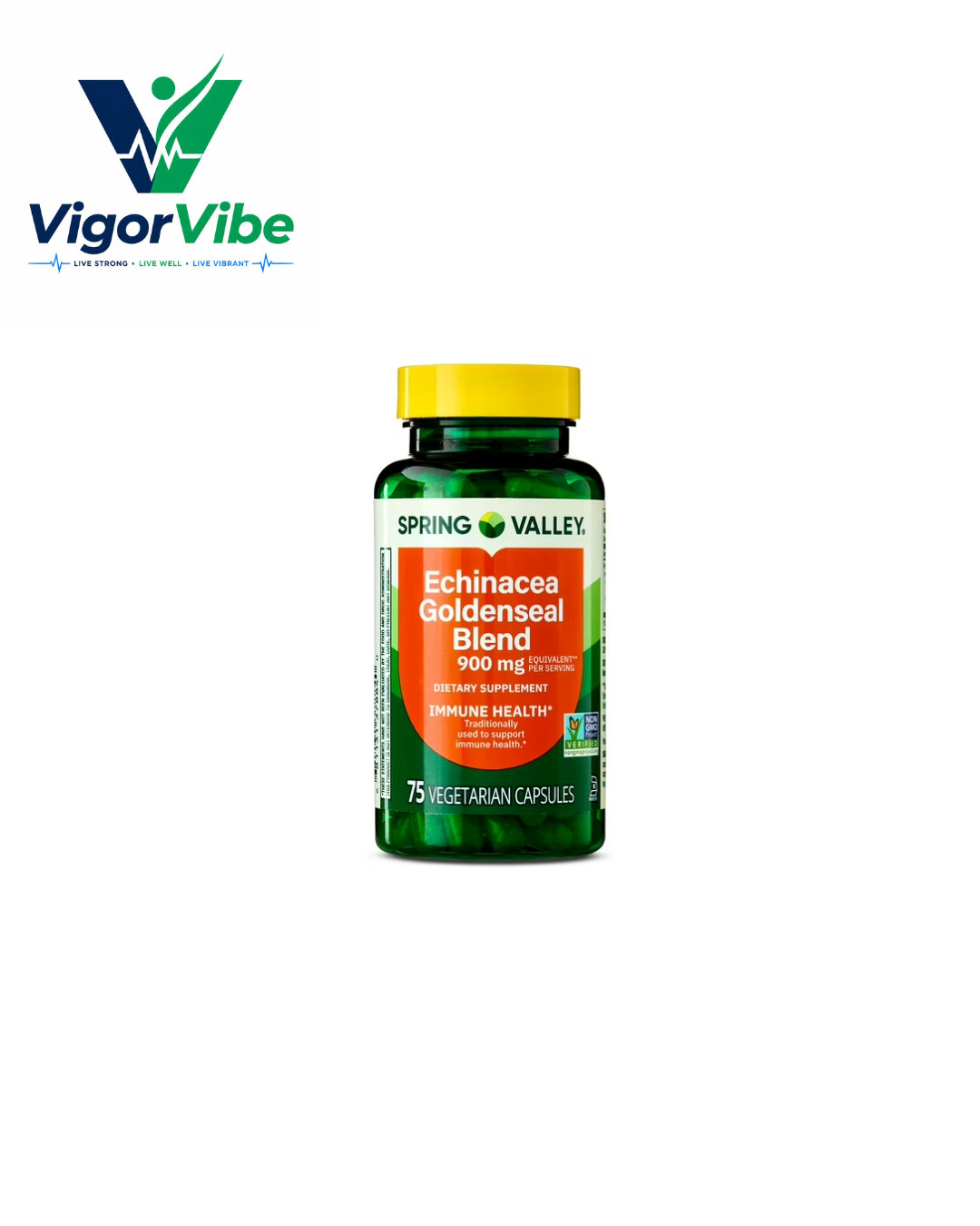 Spring Valley Echinacea Goldenseal Blend 900 mg Vegetarian Capsules 75 Count