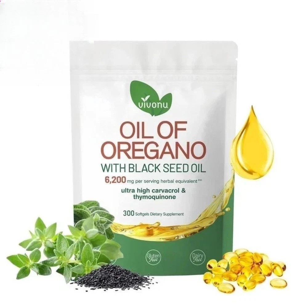 VivoNu 6200mg Oil of Oregano Capsules | 2-in-1 with Black Seed Oil