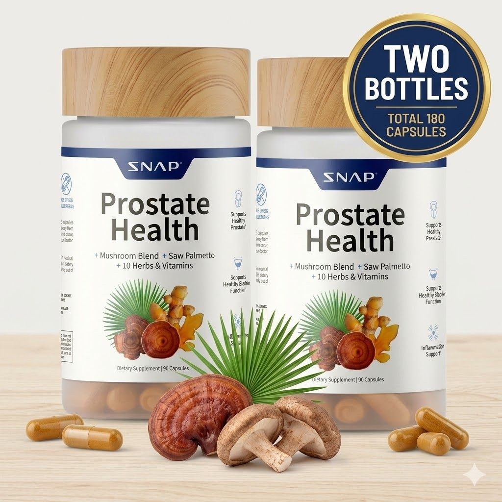 SNAP Prostate Wellness 2-Pack Saw Palmetto Mushroom Blend Men’s Supports 180