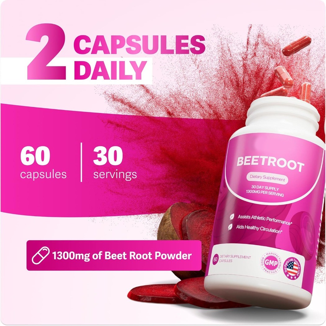 3-Pk Rosabella Organic Beetroot 1300mg – Circulation & Vitality – 180ct