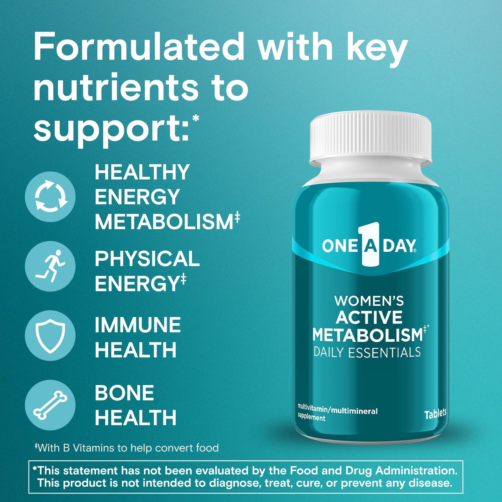 One A Day Women’s Active Metabolism Daily 120 Count (Pack of 1), Blue