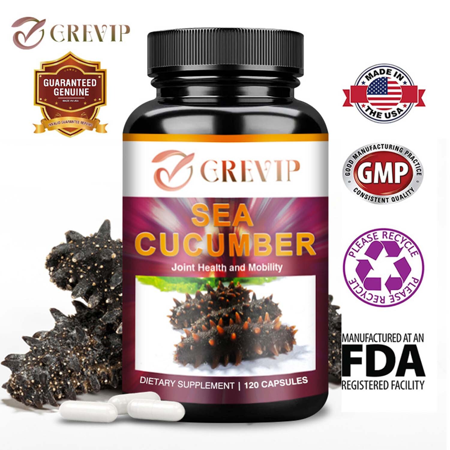 120pcs Sea Cucumber 1000mg – Bones & Joint Immune Support, Anti-inflammatory
