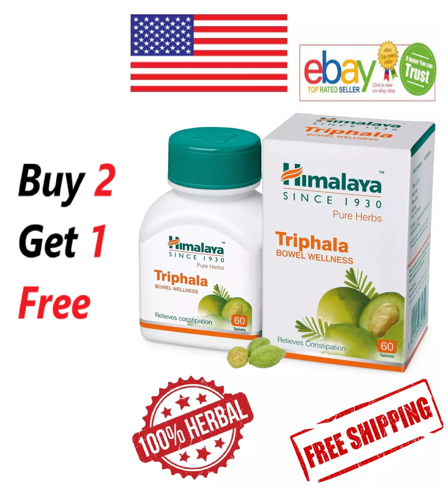 Himalaya Triphala 60 Tabs Support Digestion & Relives Constipation (FREE SHIP)